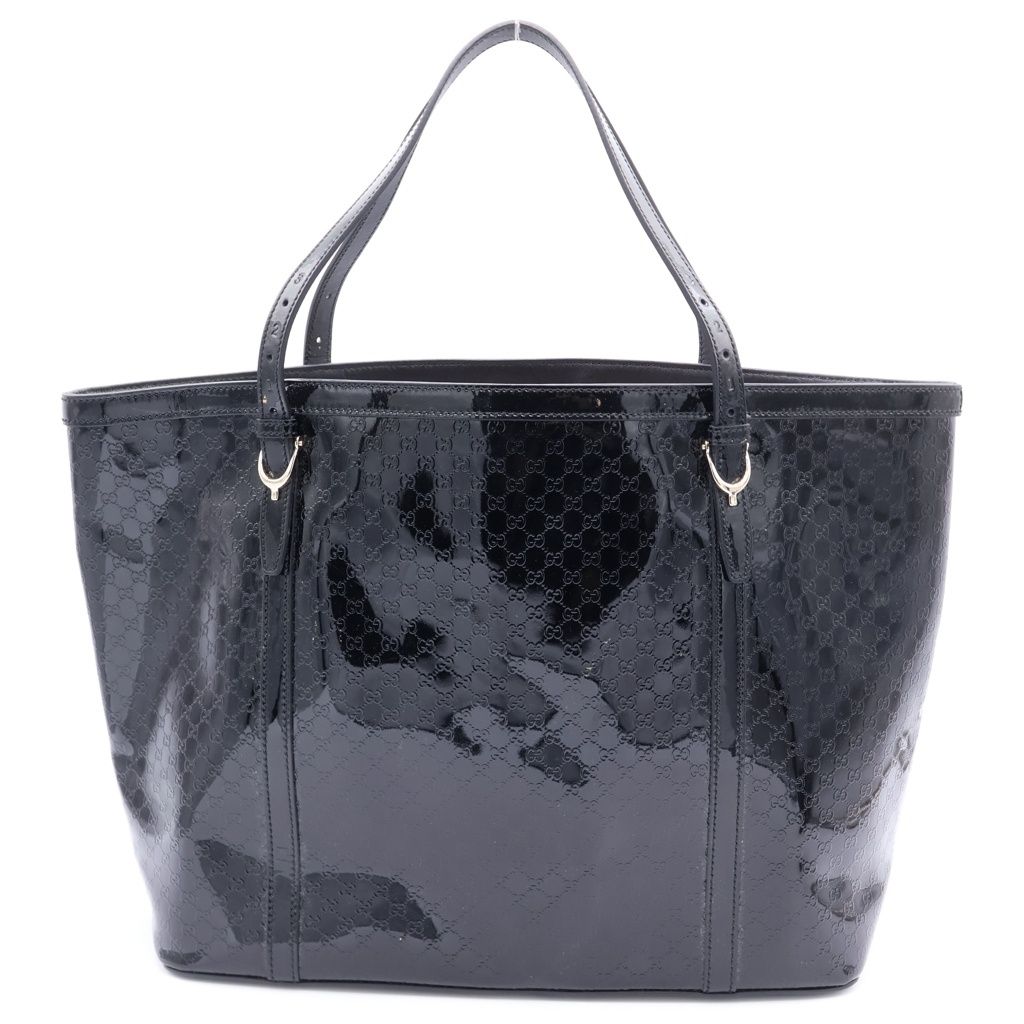Gucci Micro Guccissima Tote Bag Black Enamel Gold