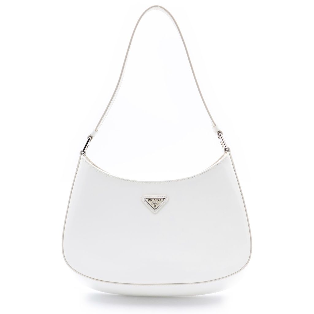 Prada Cles Oh Shoulder Bag White Leather 499 Silver