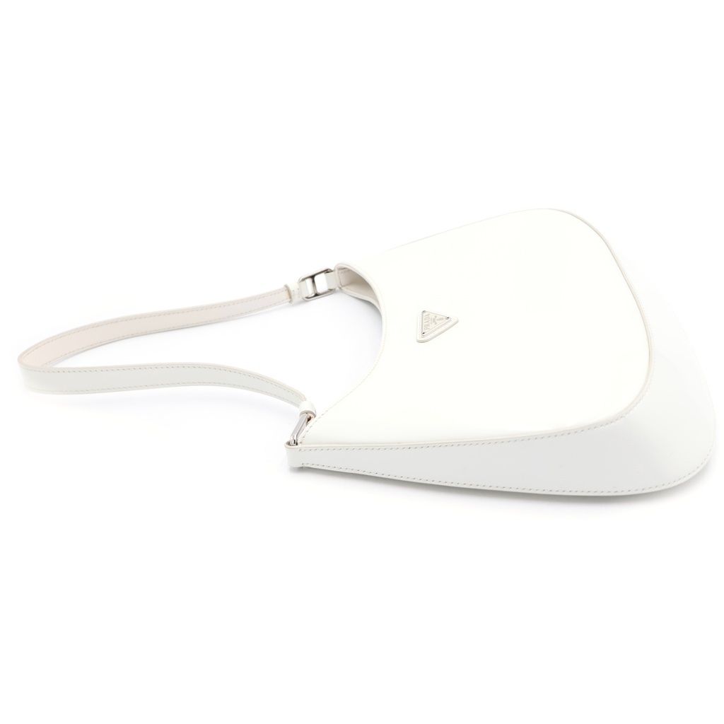 Prada Cles Oh Shoulder Bag White Leather 499 Silver — view 3