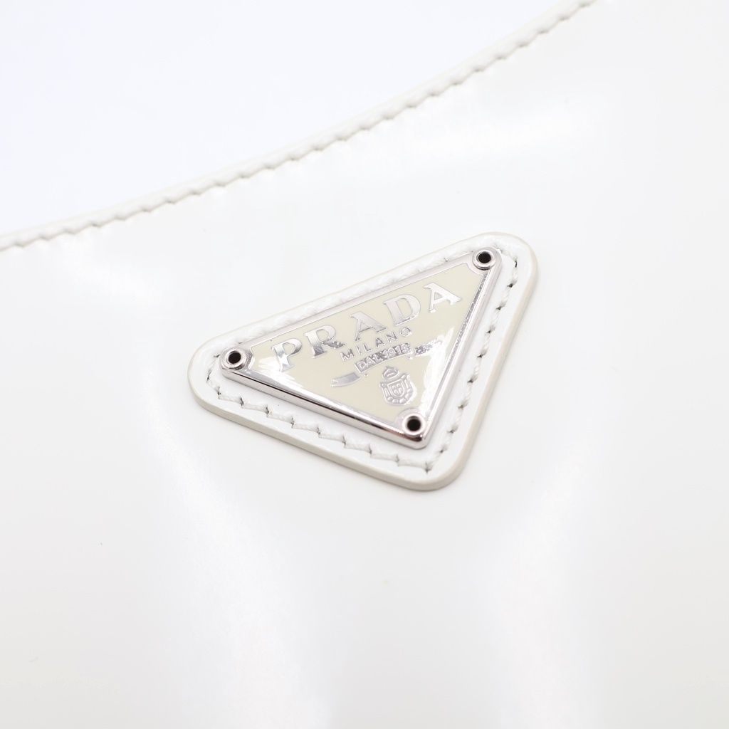 Prada Cles Oh Shoulder Bag White Leather 499 Silver — view 6