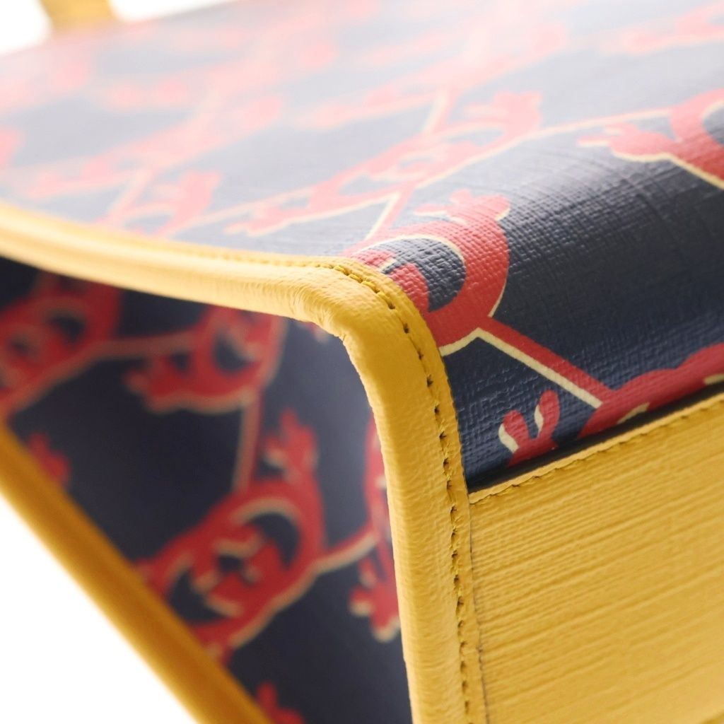 Gucci Children's Tote Bag Red Navy Yellow Leather Silver — view 5