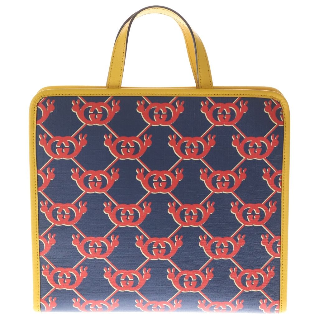 Gucci Children's Tote Bag Red Navy Yellow Leather Silver — view 2