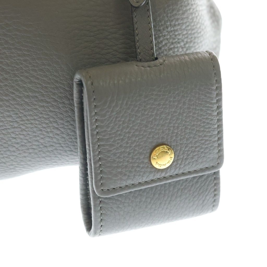 Prada Vitello Daino 2-Way Shoulder Bag Gray Leather Gold — view 6
