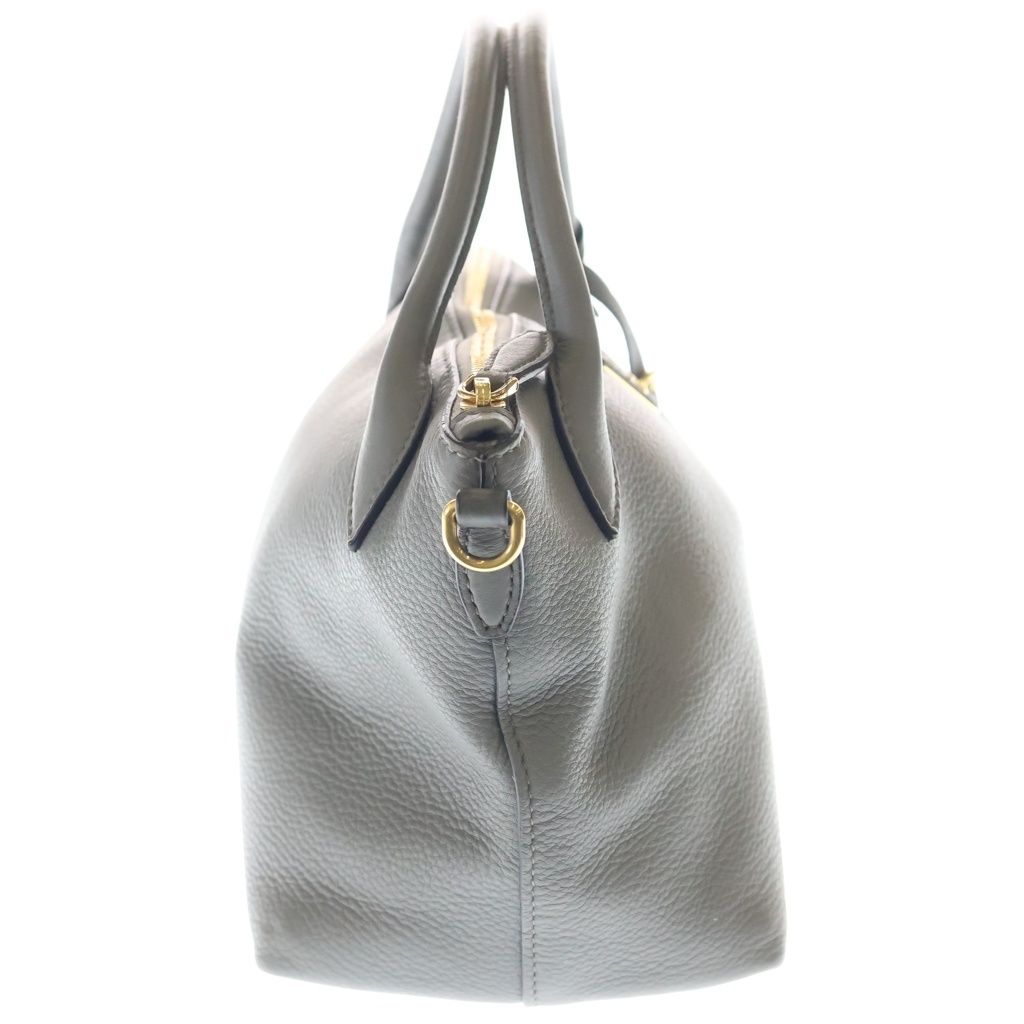 Prada Vitello Daino 2-Way Shoulder Bag Gray Leather Gold — view 3