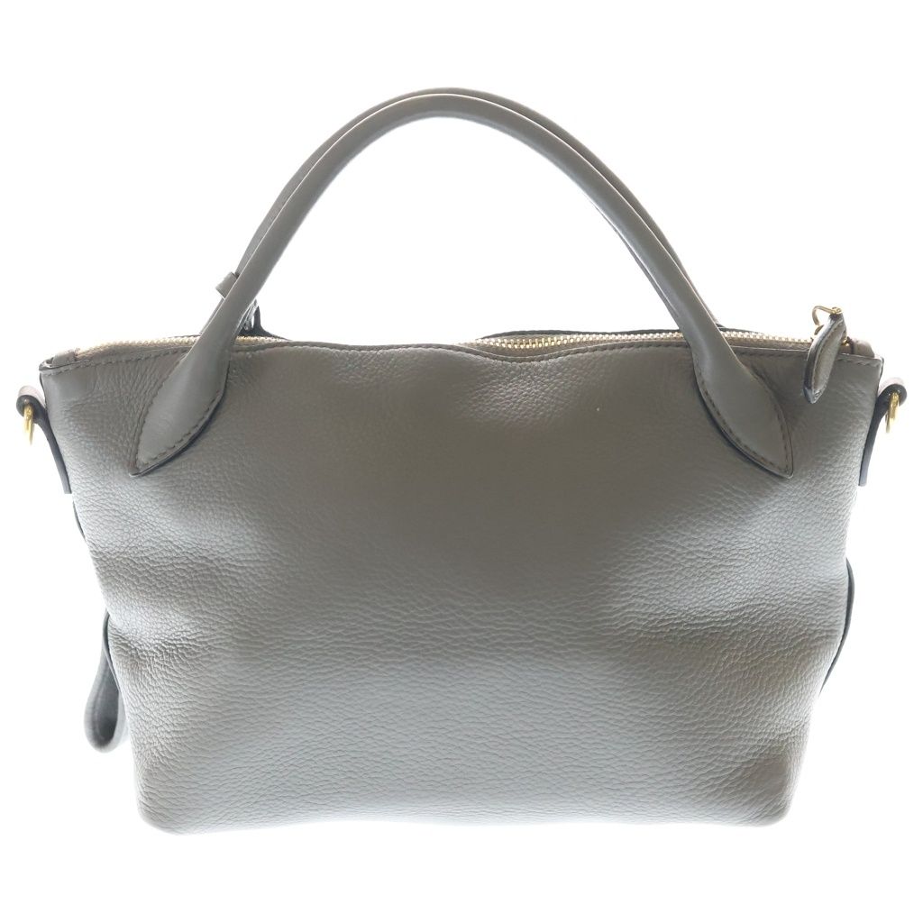 Prada Vitello Daino 2-Way Shoulder Bag Gray Leather Gold — view 2