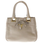 Prada Ribbon 2-Way Shoulder Bag Gray Ju Leather Gold