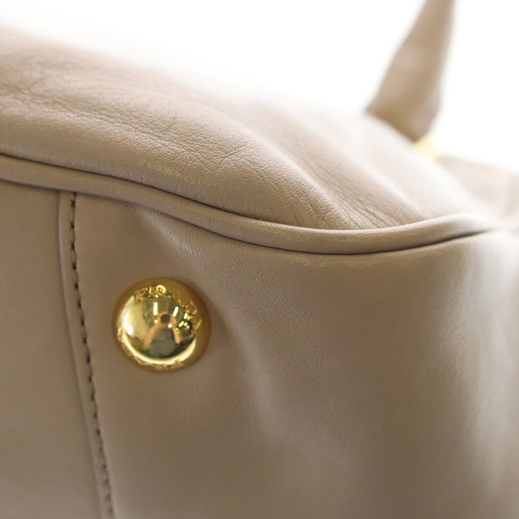 Prada Ribbon 2-Way Shoulder Bag Gray Ju Leather Gold — view 6