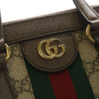 Gucci GG Supreme 2-Way Shoulder Bag Small Tote Beige Brown Leather Gold — view 6