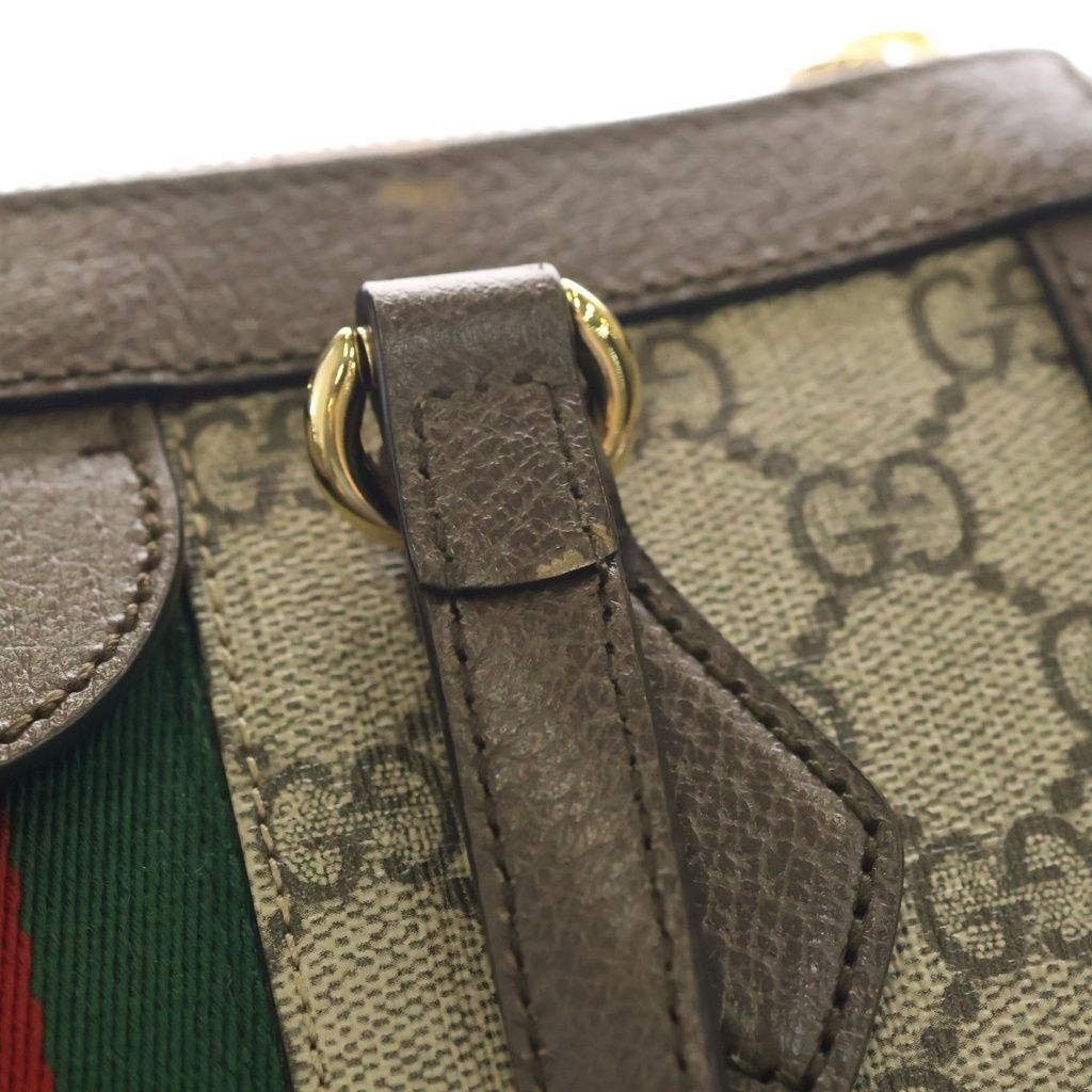 Gucci GG Supreme 2-Way Shoulder Bag Small Tote Beige Brown Leather Gold — view 8