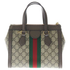 Gucci GG Supreme 2-Way Shoulder Bag Small Tote Beige Brown Leather Gold — view 2