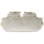 Chanel Quilted Large Hobo Chain Shoulder Bag Lambskin Gold White — view 4