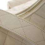 Chanel Quilted Large Hobo Chain Shoulder Bag Lambskin Gold White — view 6