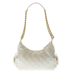 Chanel Quilted Large Hobo Chain Shoulder Bag Lambskin Gold White — view 2