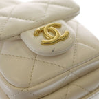 Chanel Quilted Large Hobo Chain Shoulder Bag Lambskin Gold White — view 7