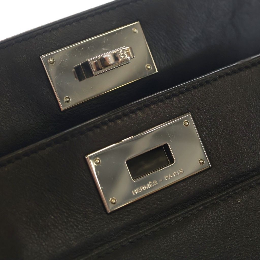 Hermes Toolbox 20 2-Way Shoulder Bag Black Swift Leather Silver — view 7