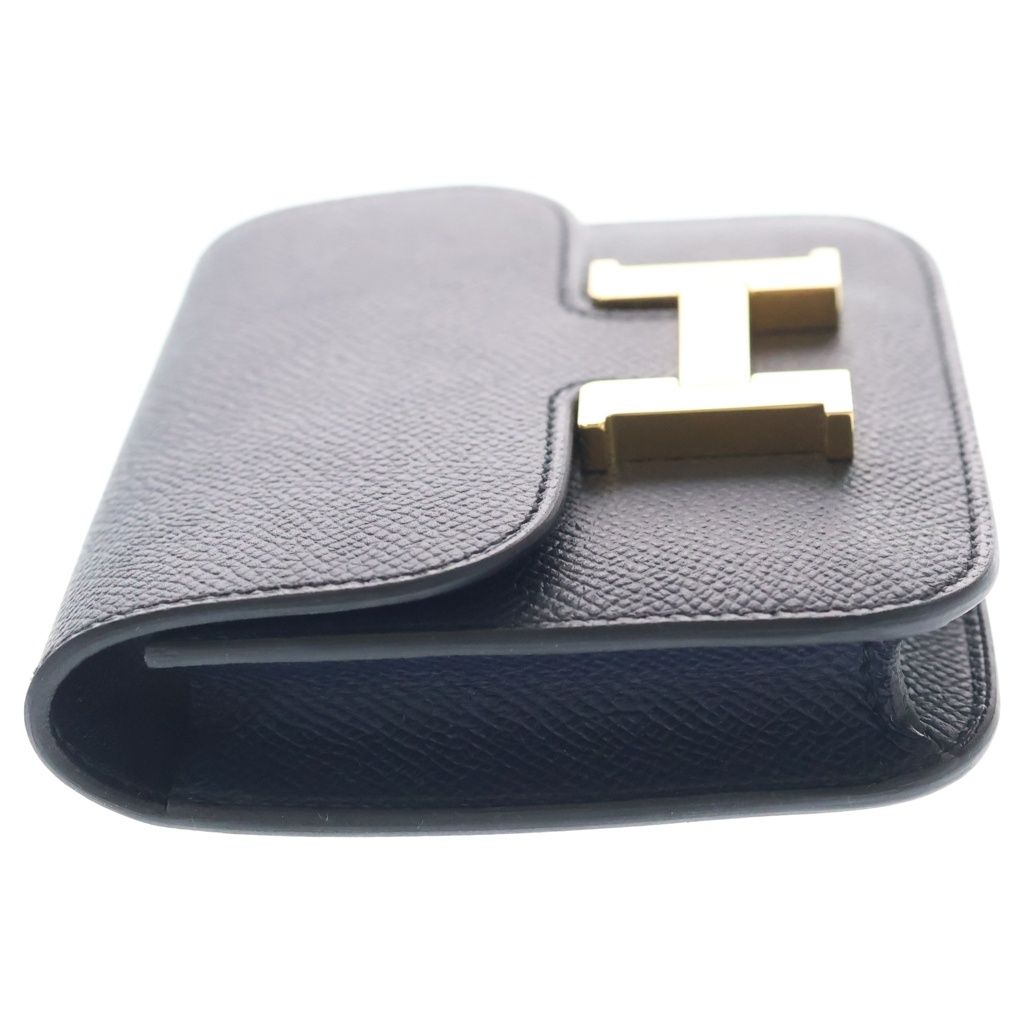 Hermes Constance Slim Epsom Gold Pouch Wallet Compact Navy — view 3