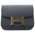 Hermes Constance Slim Epsom Gold Pouch Wallet Compact Navy