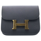 Hermes Constance Slim Epsom Gold Pouch Wallet Compact Navy