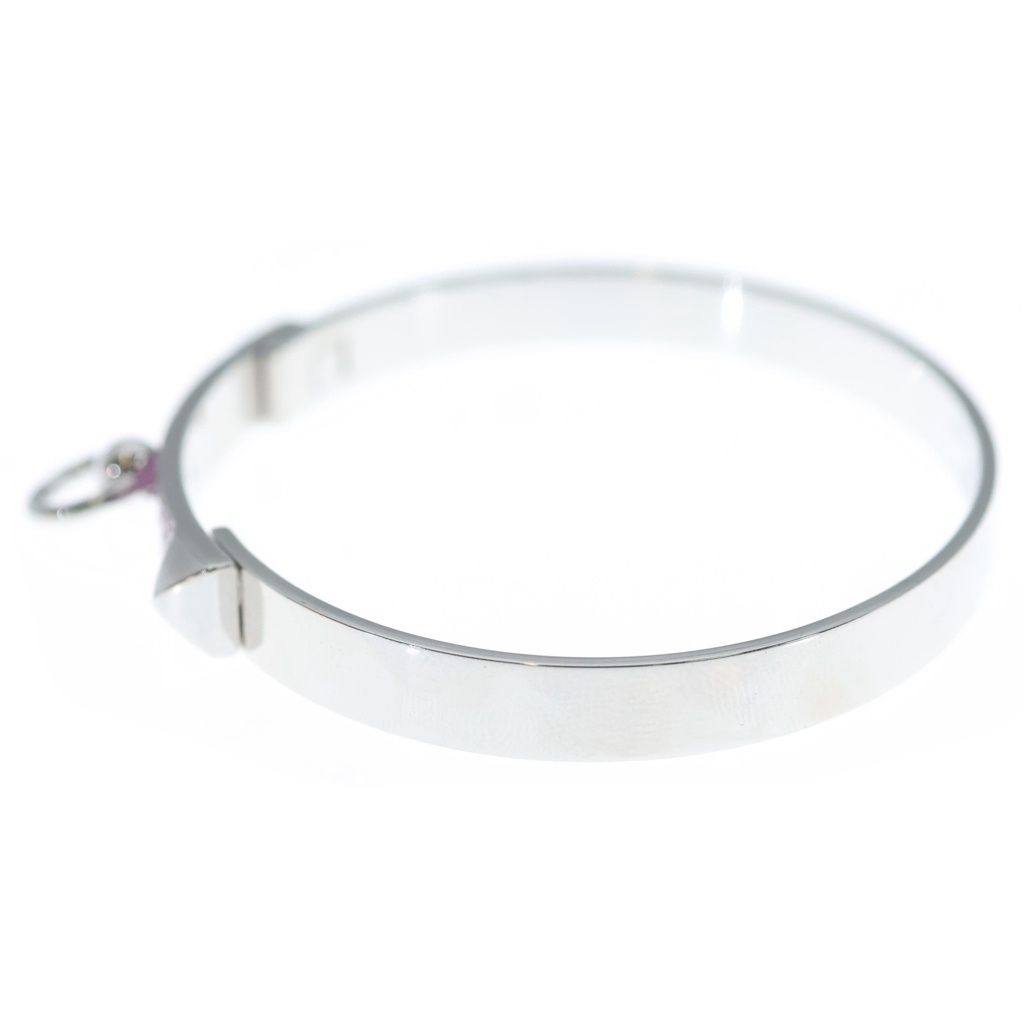 Hermes Collier de Chien Pink Sapphire Ble 18k White Gold White Bracelet — view 4