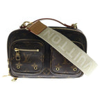 Louis Vuitton Monogram Utility Shoulder Bag Brown Leather Gold