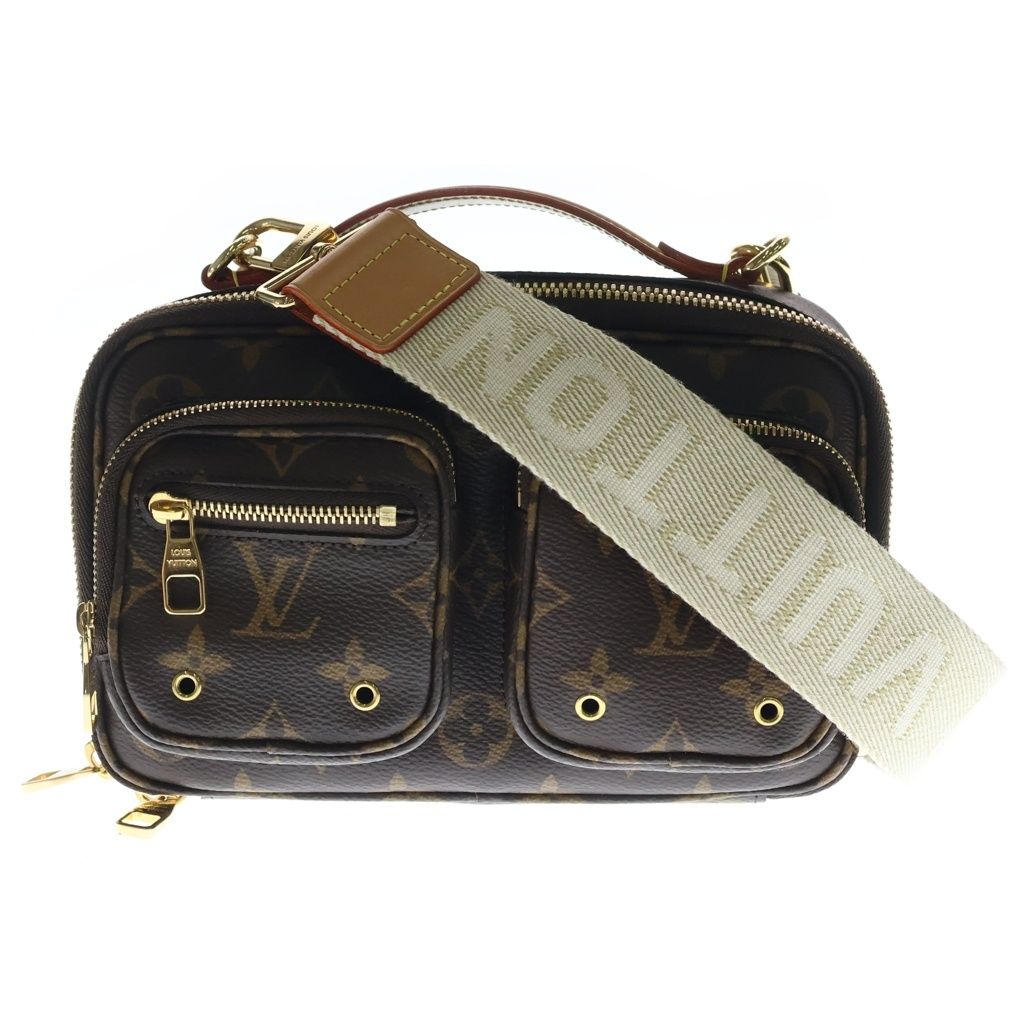 Louis Vuitton Monogram Utility Shoulder Bag Brown Leather Gold