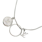 Louis Vuitton Monogram Ring Pendant Chain Silver