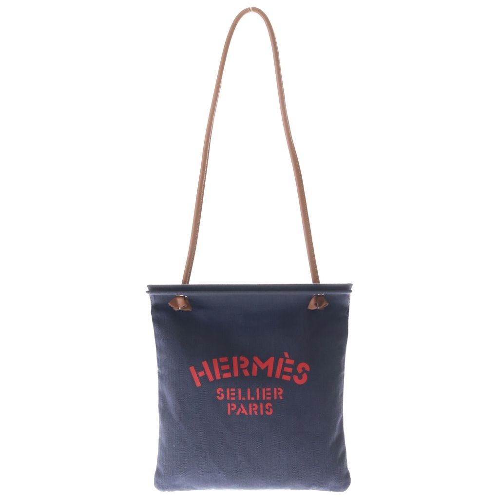 Hermes Aline MM Canvas Shoulder Bag Navy