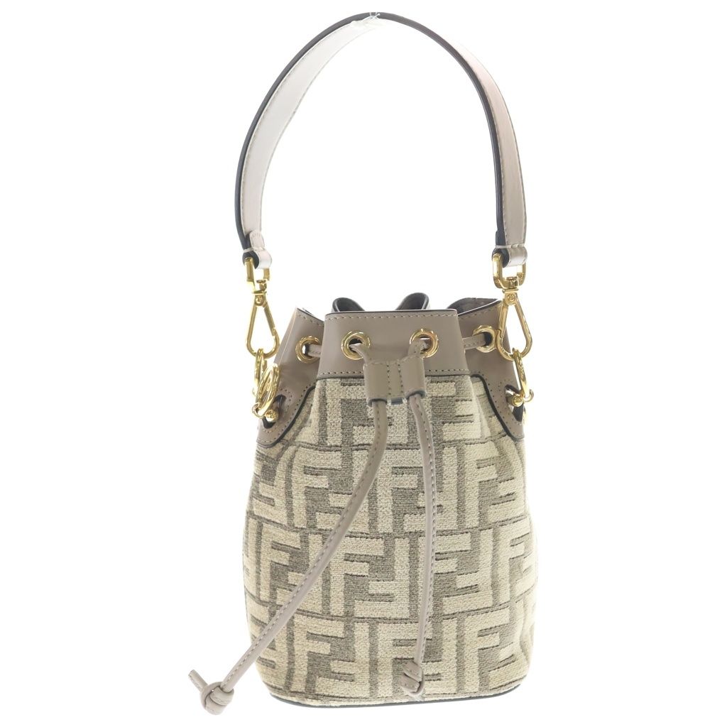 Fendi Zucca Pattern Montresor Canvas Leather 2-Way Bag Gold Beige