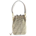 Fendi Zucca Pattern Montresor Canvas Leather 2-Way Bag Gold Beige