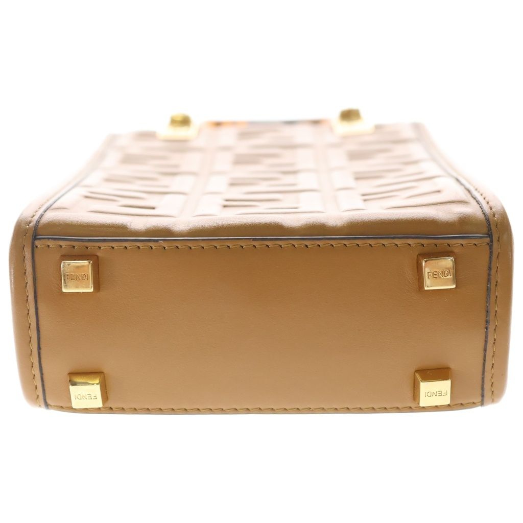 Fendi Sunshine Small Mini Shoulder Bag Brown Camel Leather Gold — view 4