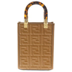 Fendi Sunshine Small Mini Shoulder Bag Brown Camel Leather Gold — view 2