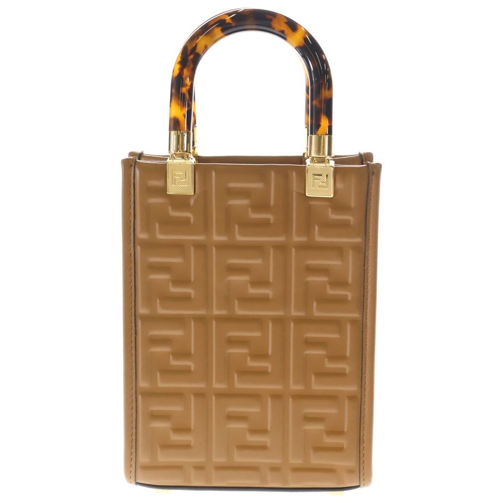 Fendi Sunshine Small Mini Shoulder Bag Brown Camel Leather Gold — view 2
