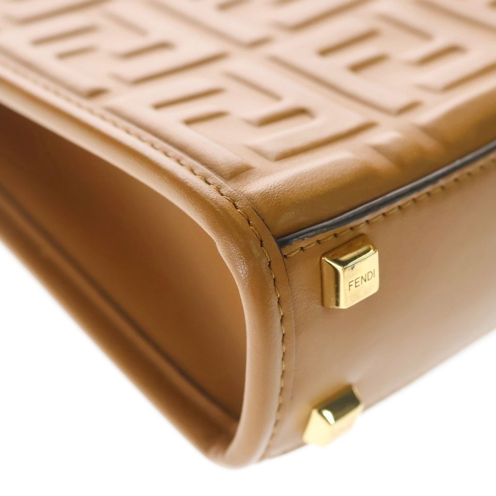 Fendi Sunshine Small Mini Shoulder Bag Brown Camel Leather Gold — view 5