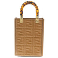 Fendi Sunshine Small Mini Shoulder Bag Brown Camel Leather Gold