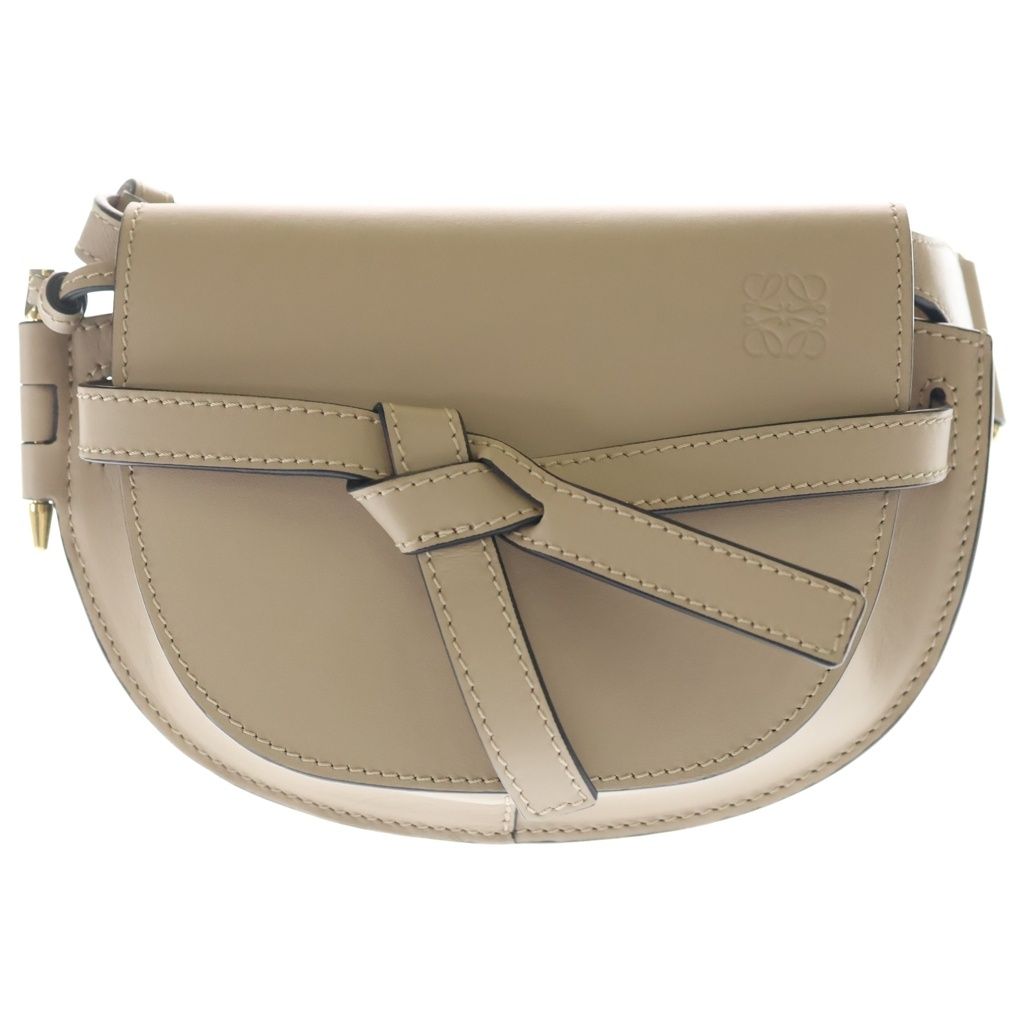 Loewe Gate Dual Small Anagram Logo Leather Shoulder Bag Beige