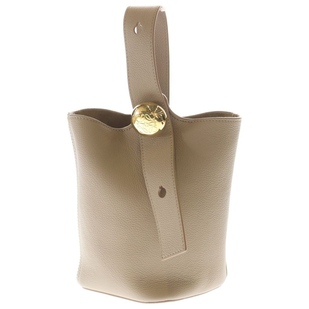 Loewe Pebble Bucket Mini Leather Handbag Gold Beige