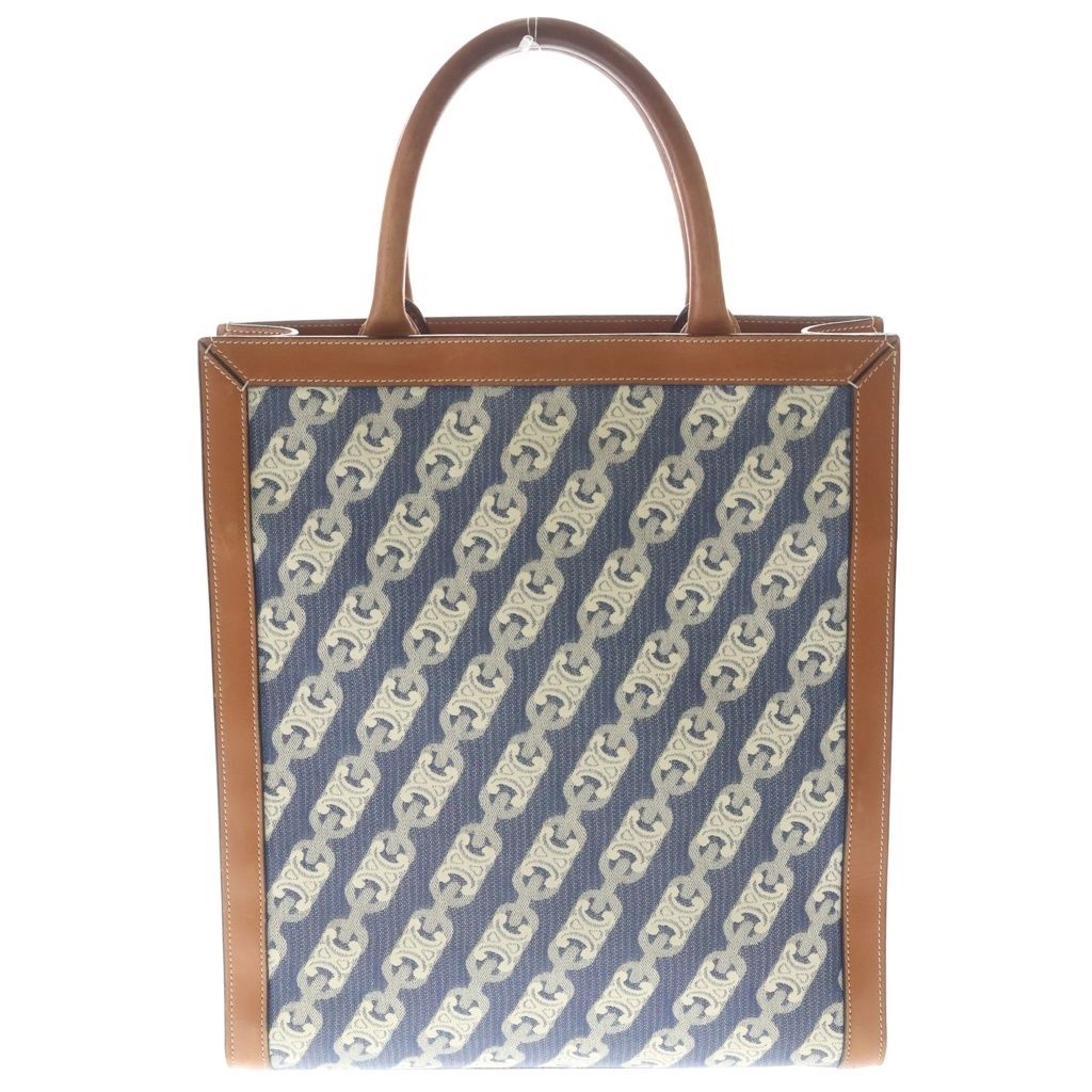 Celine Triomphe Small Vertical Cover 2-Way Shoulder Bag Tote Indigo Blue Gold — view 2
