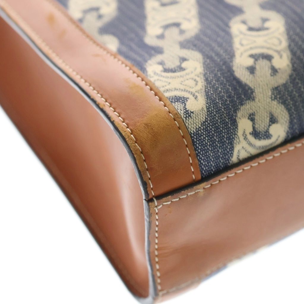 Celine Triomphe Small Vertical Cover 2-Way Shoulder Bag Tote Indigo Blue Gold — view 5