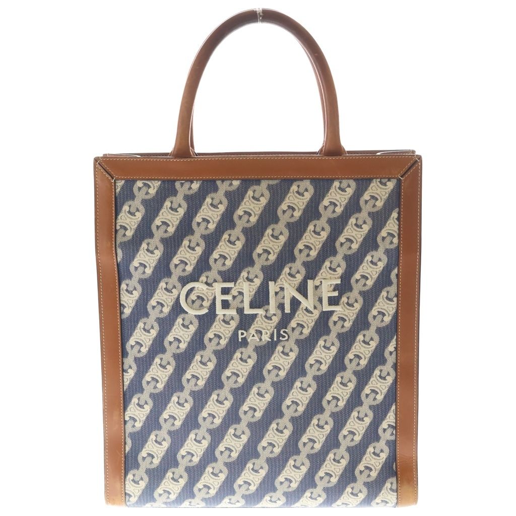 Celine Triomphe Small Vertical Cover 2-Way Shoulder Bag Tote Indigo Blue Gold