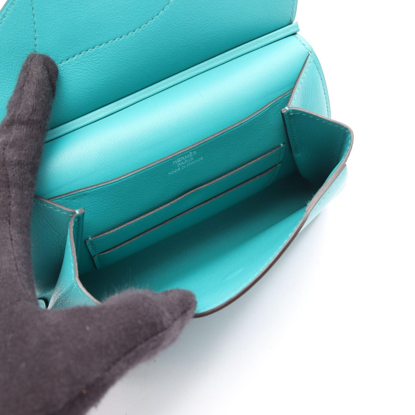 Hermes Pouch Tutti Frutti Blue Paon Lime Leather — view 3