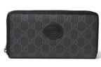 Gucci Wallet Interlocking GG Supreme Zip Around Gray Black