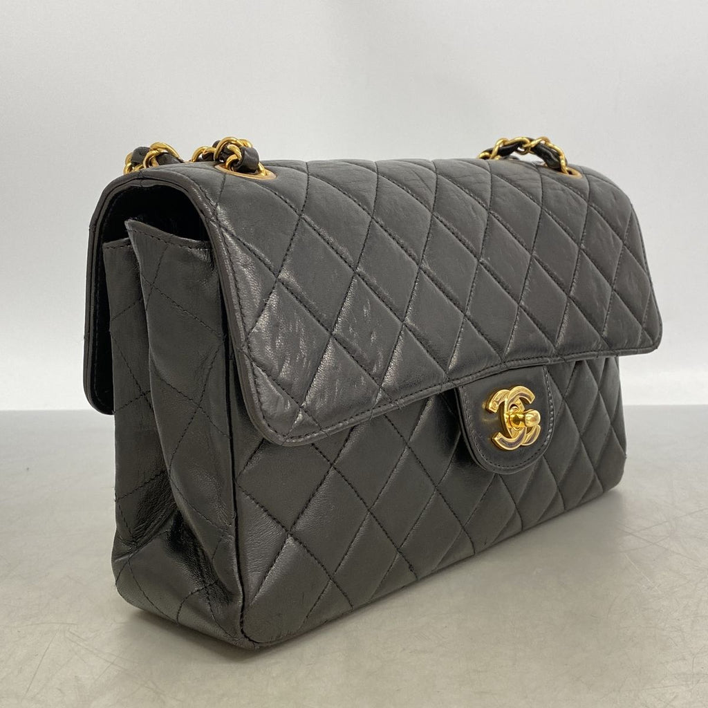 Chanel Shoulder Bag Quilted Double Face Lambskin Black Gold — view 2