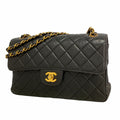 Chanel Shoulder Bag Quilted Double Face Lambskin Black Gold