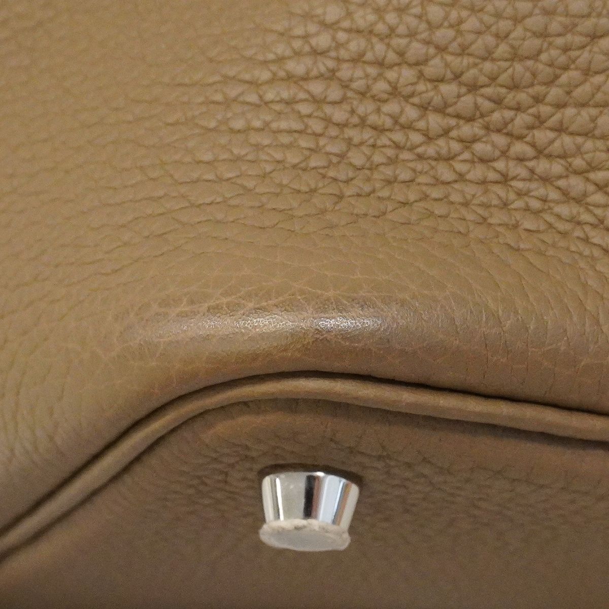 Hermes Handbag Picotin Lock PM Taurillon Clemence Etoupe Silver — view 6