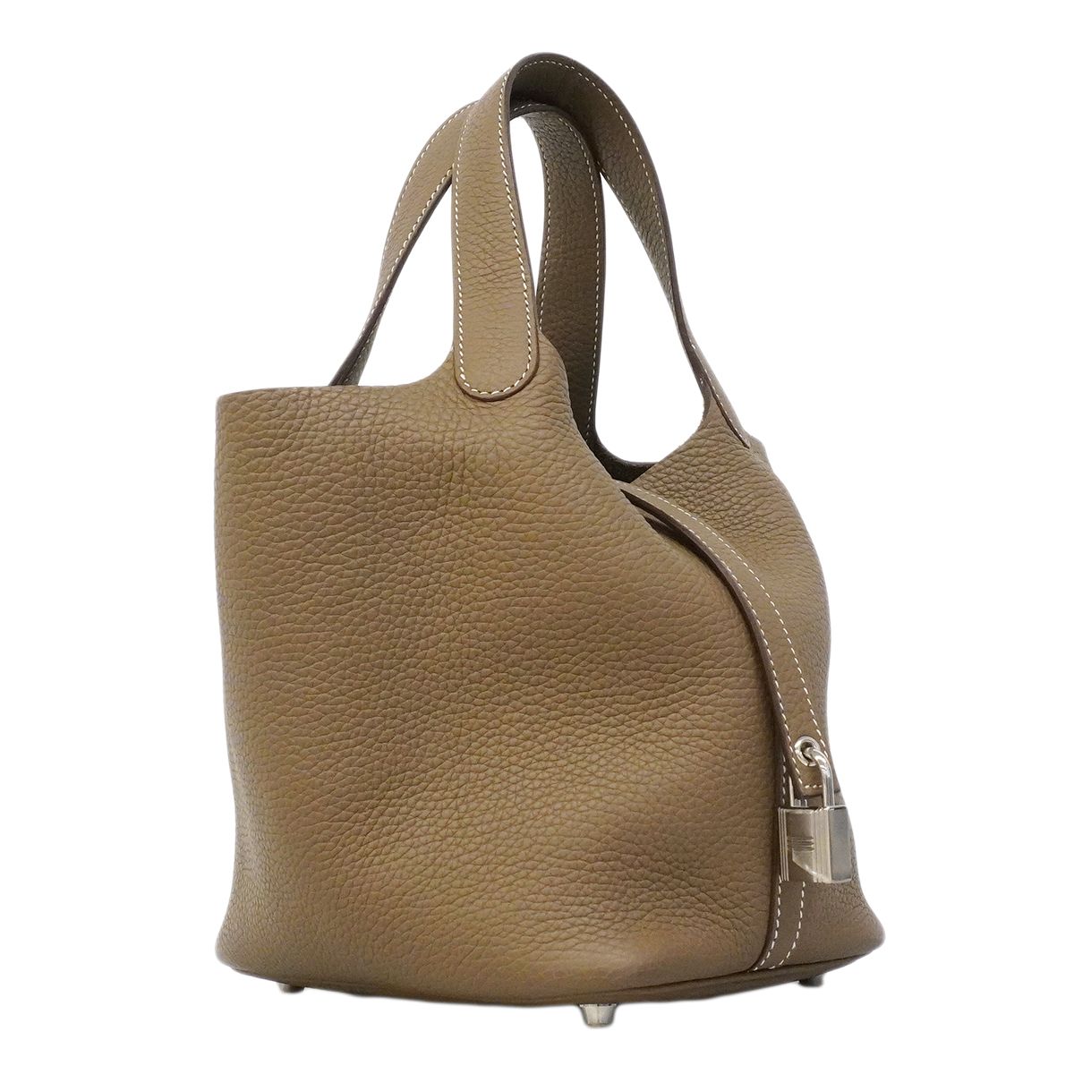 Hermes Handbag Picotin Lock PM Taurillon Clemence Etoupe Silver — view 2