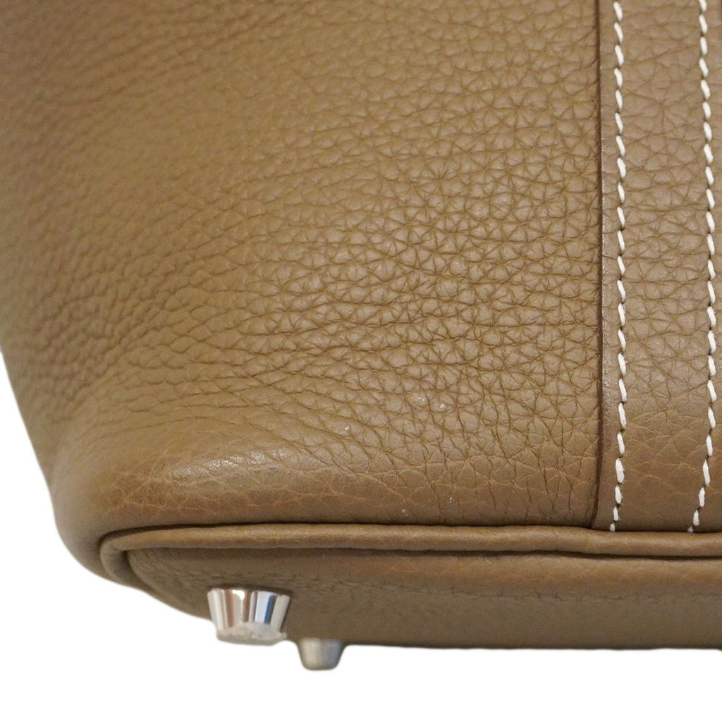 Hermes Handbag Picotin Lock PM Taurillon Clemence Etoupe Silver — view 7