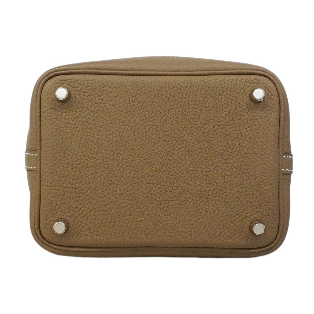 Hermes Handbag Picotin Lock PM Taurillon Clemence Etoupe Silver — view 3