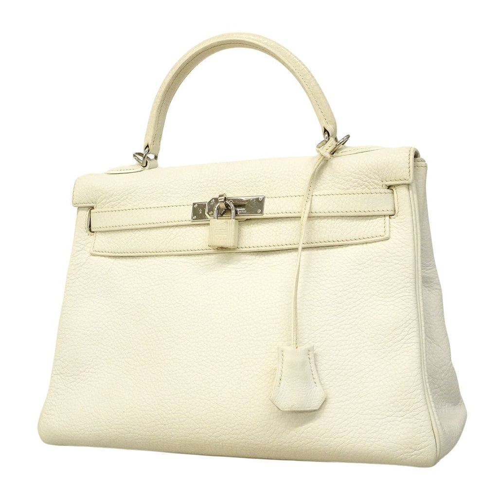 Hermes Handbag Kelly 32 Taurillon Clemence White Silver