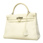 Hermes Handbag Kelly 32 Taurillon Clemence White Silver