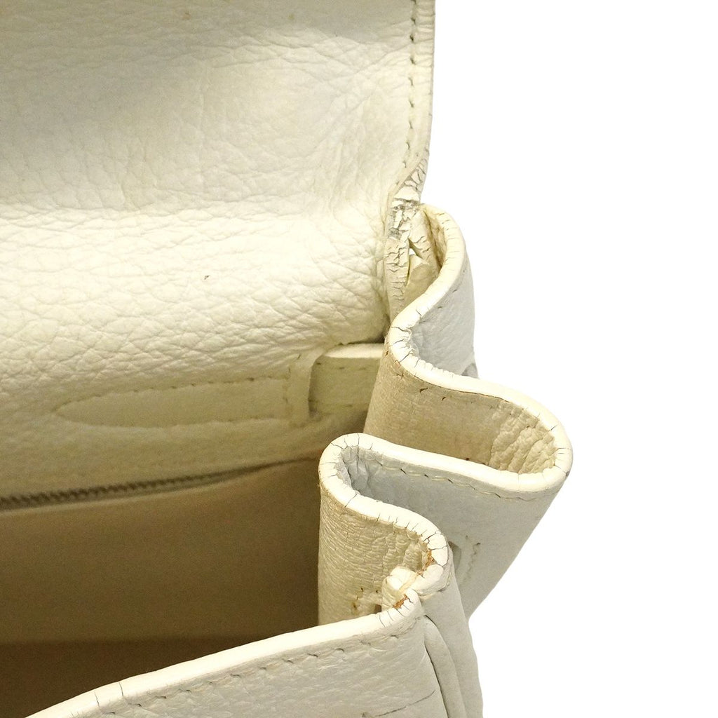 Hermes Handbag Kelly 32 Taurillon Clemence White Silver — view 7